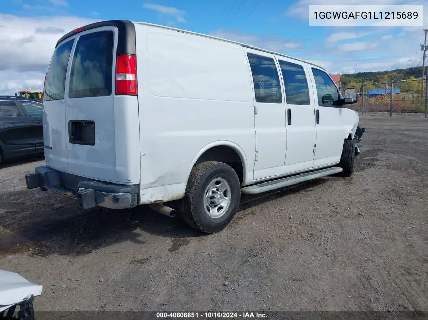 2020 Chevrolet Express Cargo Rwd 2500 Regular Wheelbase Wt VIN: 1GCWGAFG1L1215689 Lot: 40606651