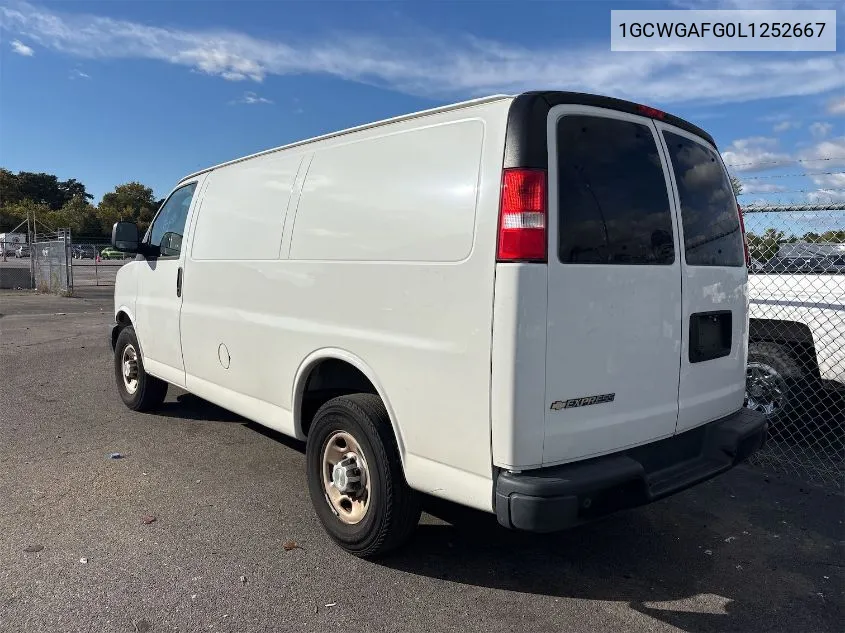 2020 Chevrolet Express G2500 VIN: 1GCWGAFG0L1252667 Lot: 40832225