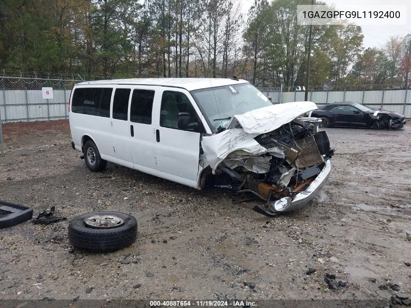 2020 Chevrolet Express Passenger Rwd 3500 Extended Wheelbase Lt VIN: 1GAZGPFG9L1192400 Lot: 40887654