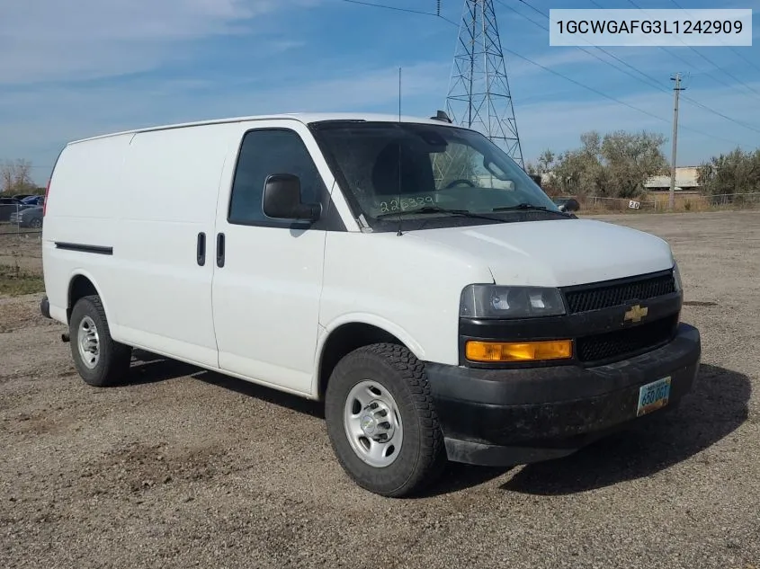 2020 Chevrolet Express Cargo Rwd 2500 Regular Wheelbase Wt VIN: 1GCWGAFG3L1242909 Lot: 40896941