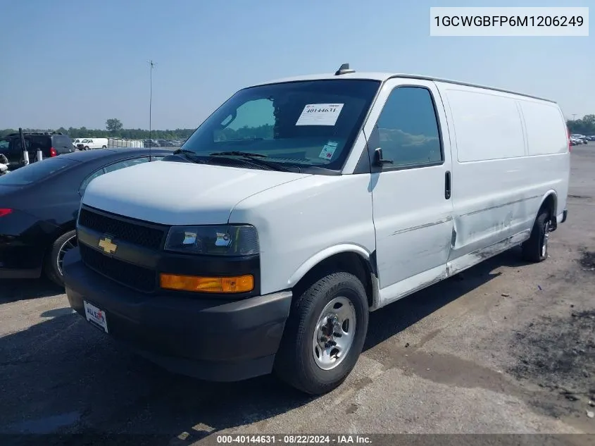 2021 Chevrolet Express Cargo Rwd 2500 Extended Wheelbase Wt VIN: 1GCWGBFP6M1206249 Lot: 40144631