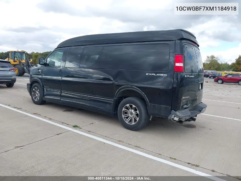 2021 Chevrolet Express Cargo Rwd 2500 Extended Wheelbase Wt VIN: 1GCWGBF7XM1184918 Lot: 40511344