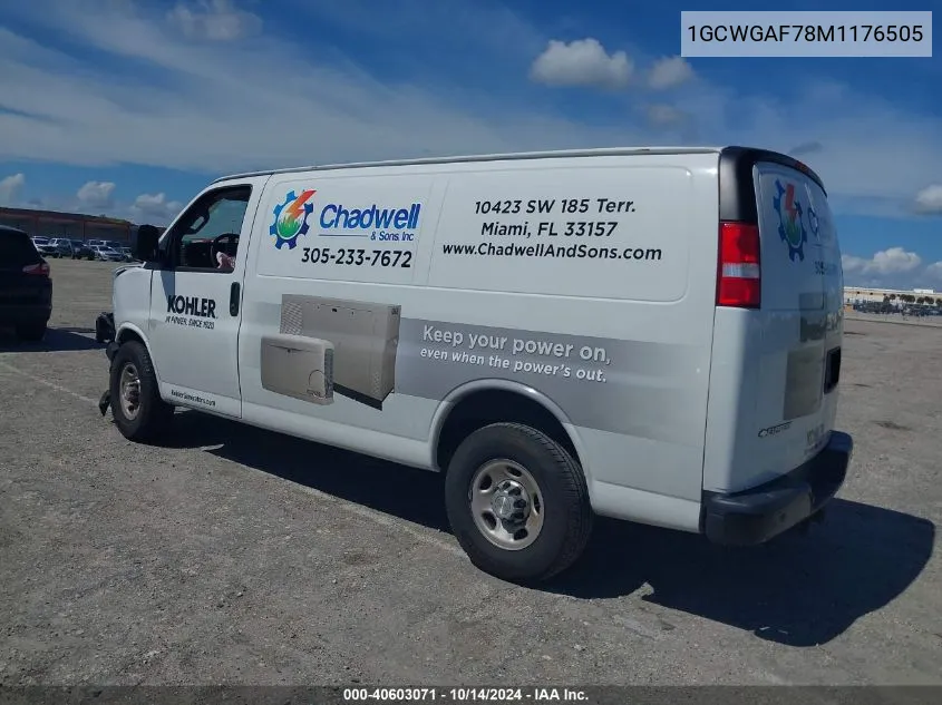 2021 Chevrolet Express Cargo Rwd 2500 Regular Wheelbase Wt VIN: 1GCWGAF78M1176505 Lot: 40603071