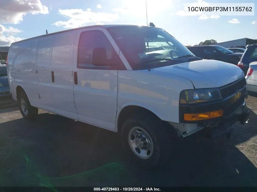 2021 Chevrolet Express Cargo Rwd 2500 Extended Wheelbase Wt VIN: 1GCWGBFP3M1155762 Lot: 40729483