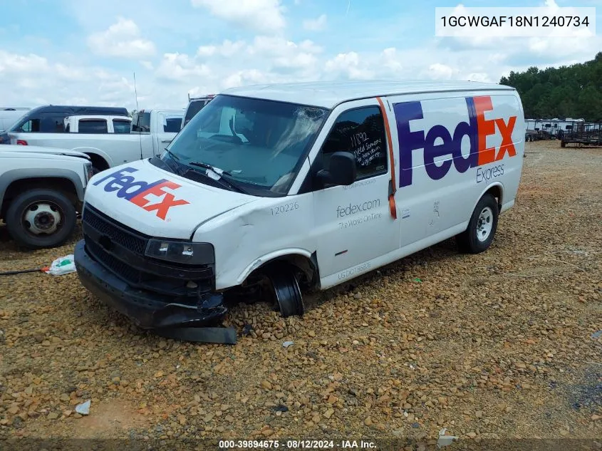 2022 Chevrolet Express Cargo Rwd 2500 Regular Wheelbase Wt VIN: 1GCWGAF18N1240734 Lot: 39894675