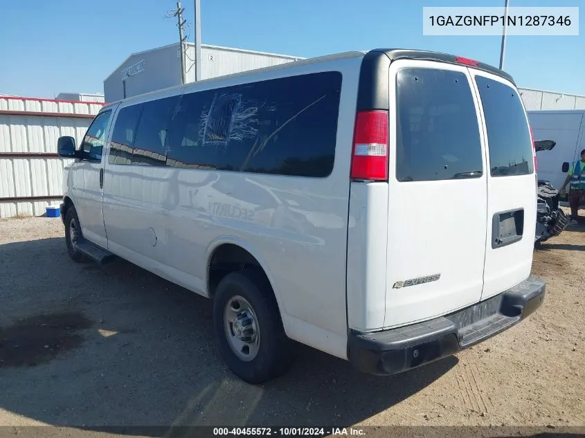 2022 Chevrolet Express Passenger Rwd 3500 Extended Wheelbase Ls VIN: 1GAZGNFP1N1287346 Lot: 40455572