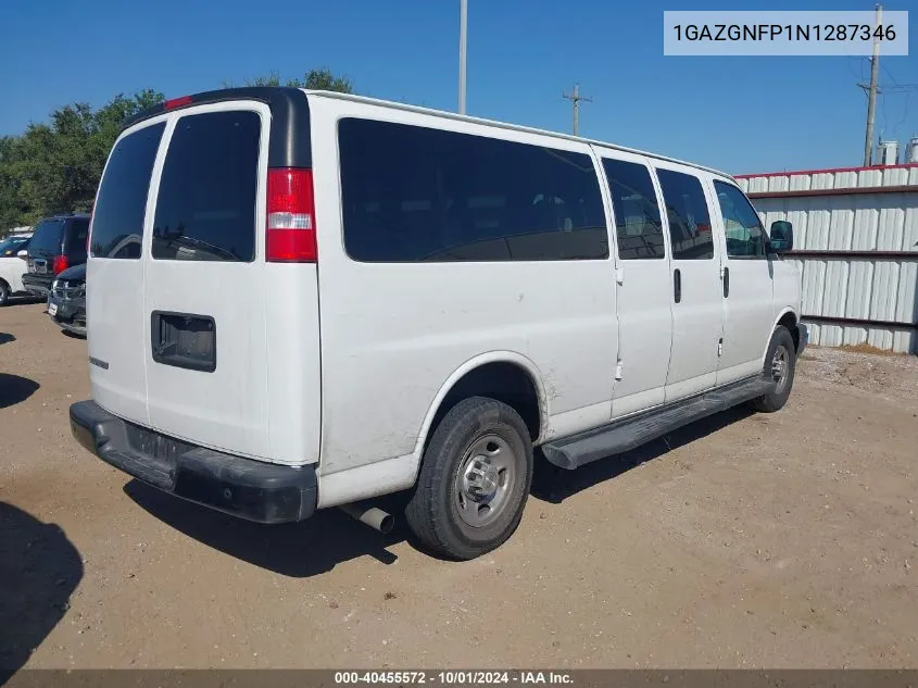 2022 Chevrolet Express Passenger Rwd 3500 Extended Wheelbase Ls VIN: 1GAZGNFP1N1287346 Lot: 40455572