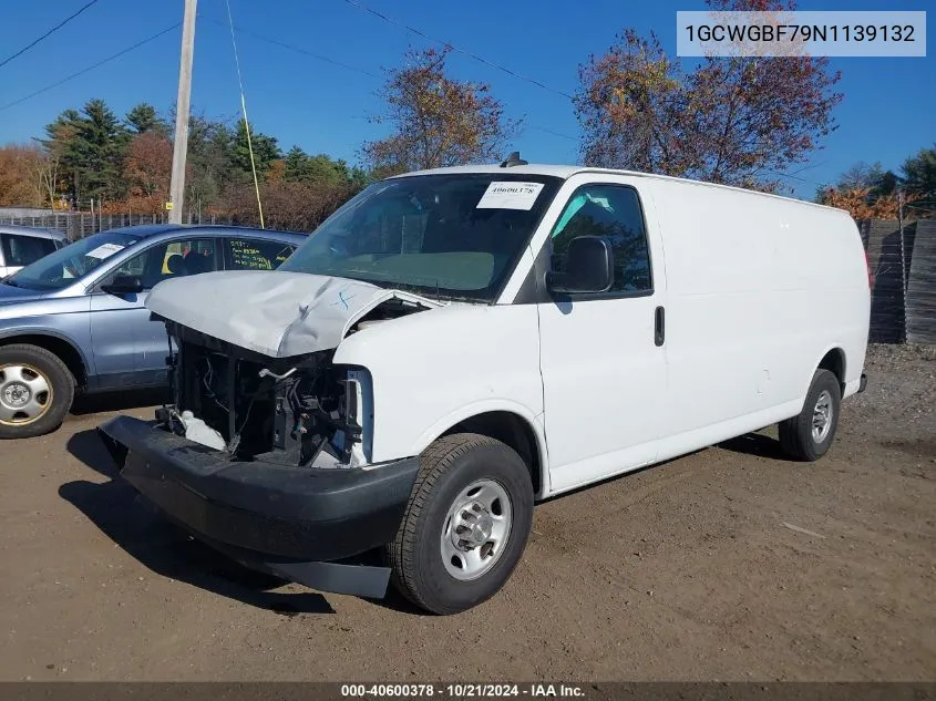 2022 Chevrolet Express Cargo Rwd 2500 Extended Wheelbase Wt VIN: 1GCWGBF79N1139132 Lot: 40600378