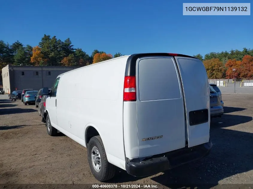 2022 Chevrolet Express Cargo Rwd 2500 Extended Wheelbase Wt VIN: 1GCWGBF79N1139132 Lot: 40600378