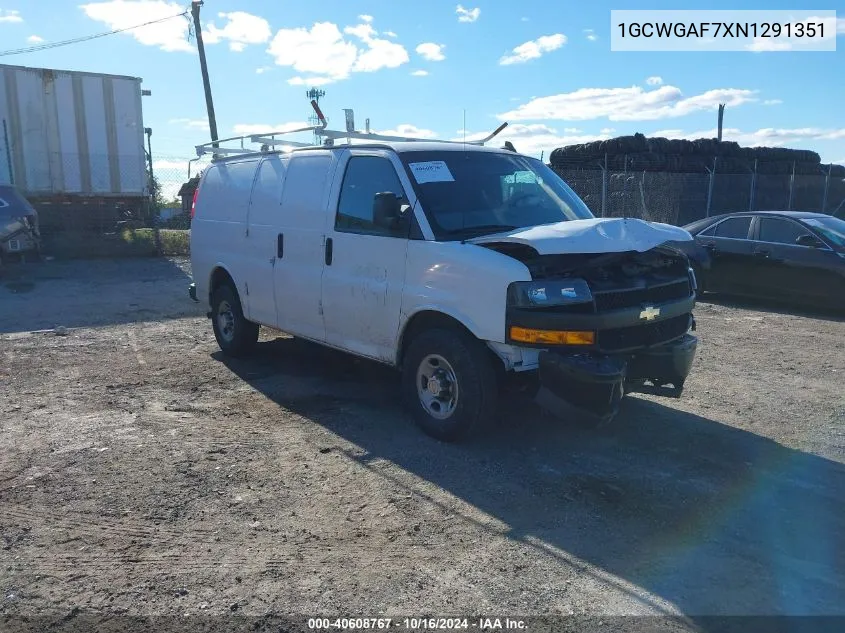 2022 Chevrolet Express Cargo Rwd 2500 Regular Wheelbase Wt VIN: 1GCWGAF7XN1291351 Lot: 40608767