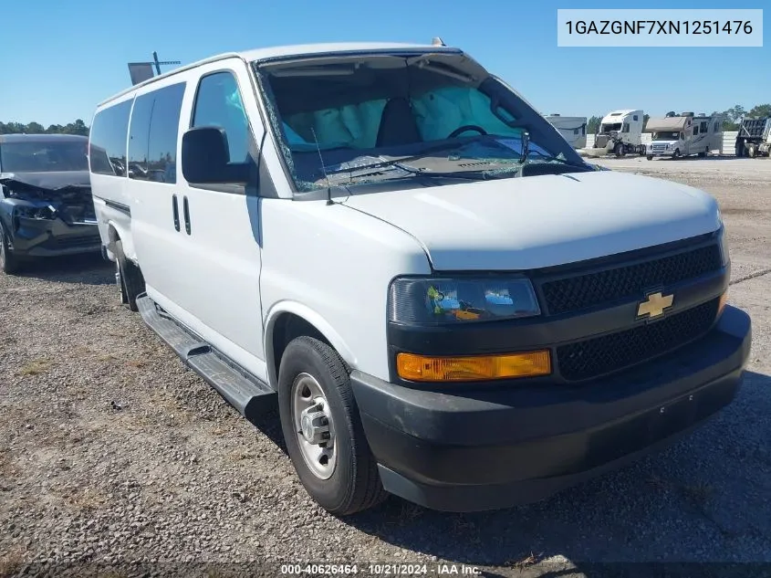 2022 Chevrolet Express Passenger Rwd 3500 Extended Wheelbase Ls VIN: 1GAZGNF7XN1251476 Lot: 40626464