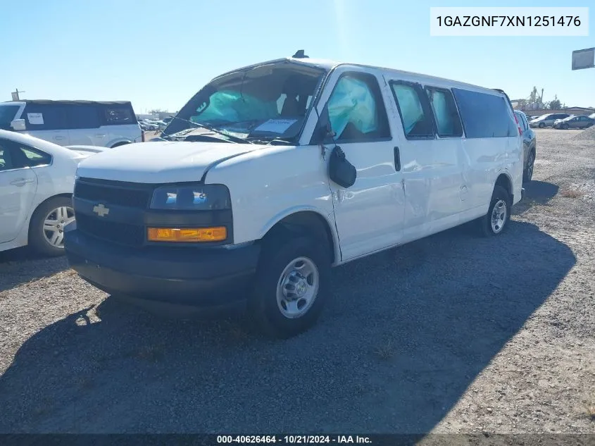 2022 Chevrolet Express Passenger Rwd 3500 Extended Wheelbase Ls VIN: 1GAZGNF7XN1251476 Lot: 40626464