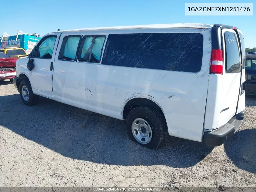 2022 Chevrolet Express Passenger Rwd 3500 Extended Wheelbase Ls VIN: 1GAZGNF7XN1251476 Lot: 40626464