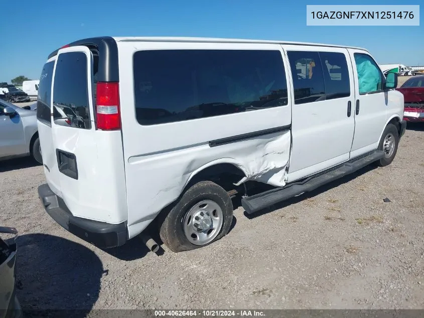 2022 Chevrolet Express Passenger Rwd 3500 Extended Wheelbase Ls VIN: 1GAZGNF7XN1251476 Lot: 40626464