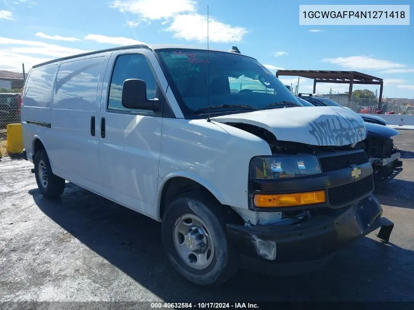 2022 Chevrolet Express Cargo Rwd 2500 Regular Wheelbase Wt VIN: 1GCWGAFP4N1271418 Lot: 40632584