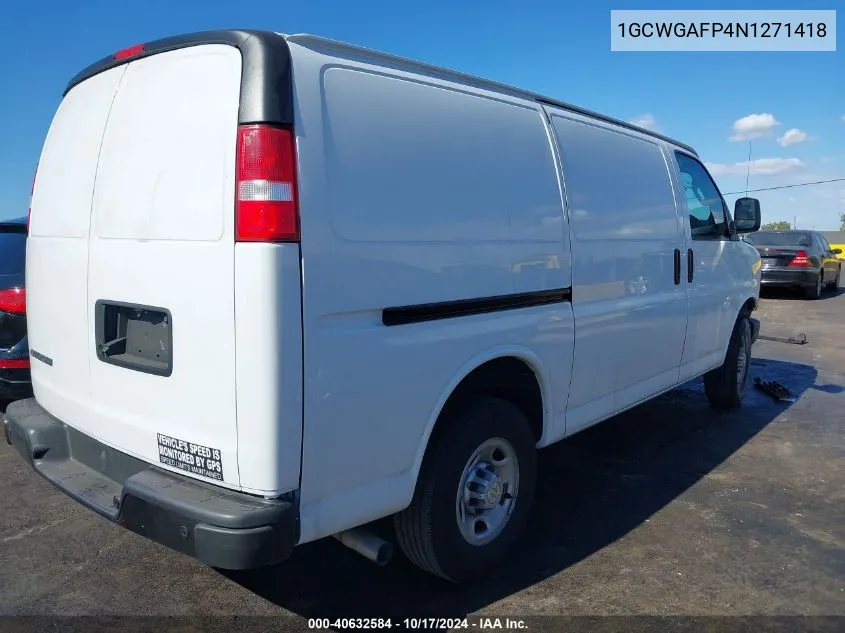 2022 Chevrolet Express Cargo Rwd 2500 Regular Wheelbase Wt VIN: 1GCWGAFP4N1271418 Lot: 40632584