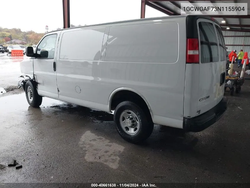 2022 Chevrolet Express Cargo Rwd 2500 Regular Wheelbase Wt VIN: 1GCWGAF73N1155904 Lot: 40661638