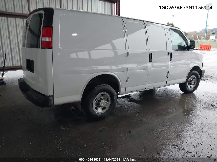 2022 Chevrolet Express Cargo Rwd 2500 Regular Wheelbase Wt VIN: 1GCWGAF73N1155904 Lot: 40661638