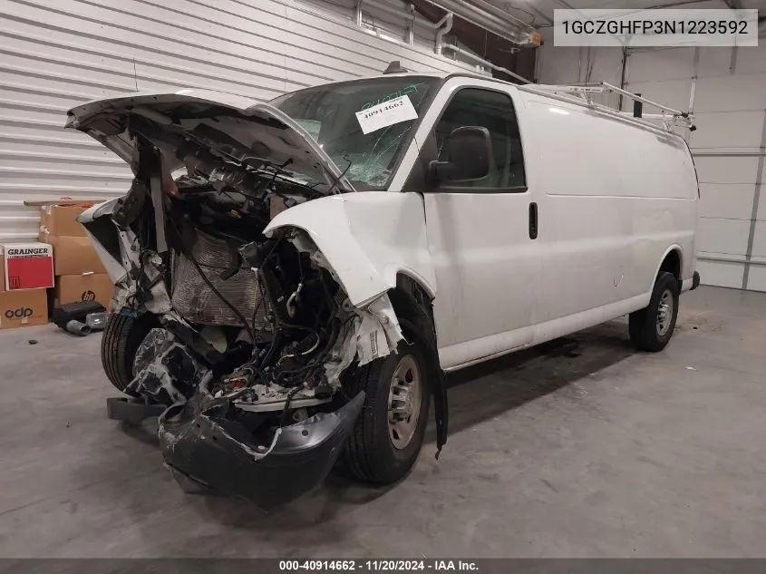 2022 Chevrolet Express Cargo Rwd 3500 Extended Wheelbase Wt VIN: 1GCZGHFP3N1223592 Lot: 40914662