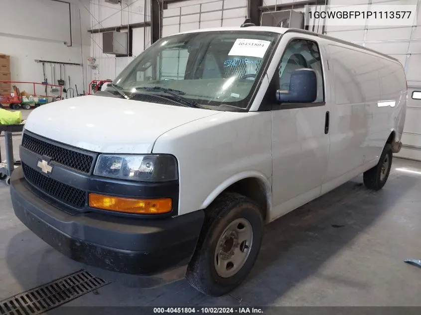 2023 Chevrolet Express Cargo Rwd 2500 Extended Wheelbase Wt VIN: 1GCWGBFP1P1113577 Lot: 40451804