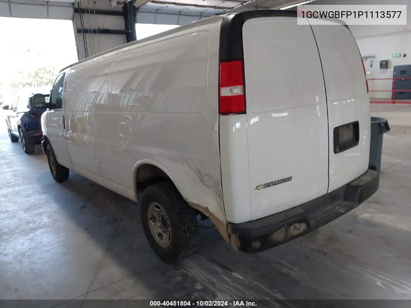 2023 Chevrolet Express Cargo Rwd 2500 Extended Wheelbase Wt VIN: 1GCWGBFP1P1113577 Lot: 40451804