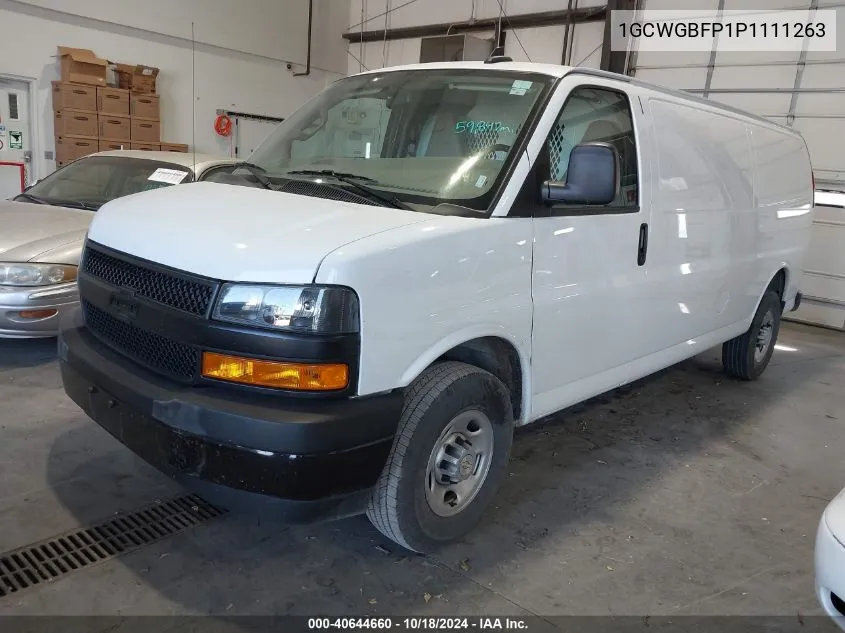 2023 Chevrolet Express Cargo Rwd 2500 Extended Wheelbase Wt VIN: 1GCWGBFP1P1111263 Lot: 40644660