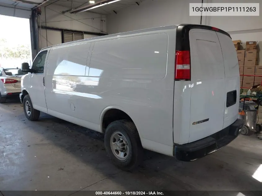 2023 Chevrolet Express Cargo Rwd 2500 Extended Wheelbase Wt VIN: 1GCWGBFP1P1111263 Lot: 40644660