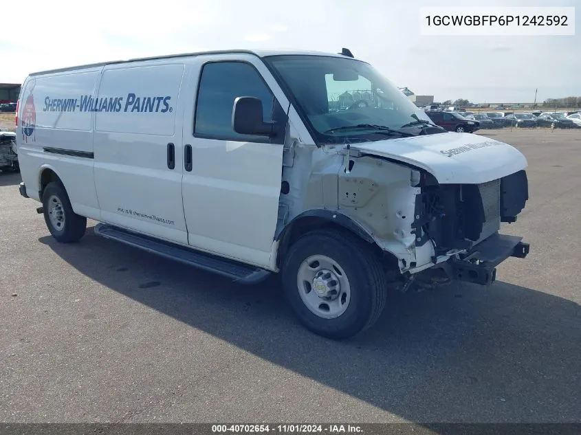 2023 Chevrolet Express Cargo Rwd 2500 Extended Wheelbase Wt VIN: 1GCWGBFP6P1242592 Lot: 40702654