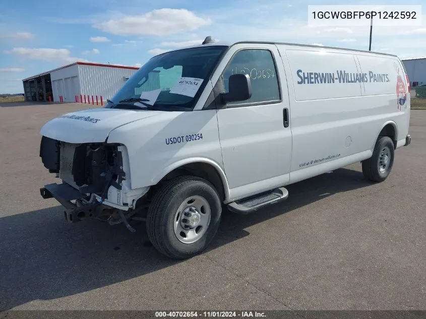 2023 Chevrolet Express Cargo Rwd 2500 Extended Wheelbase Wt VIN: 1GCWGBFP6P1242592 Lot: 40702654