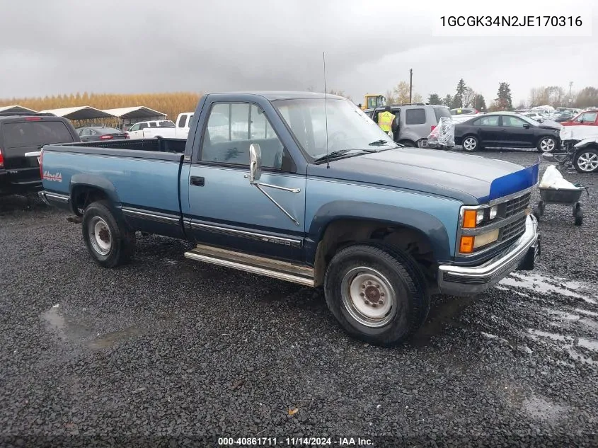 1988 Chevrolet Gmt-400 K3500 VIN: 1GCGK34N2JE170316 Lot: 40861711