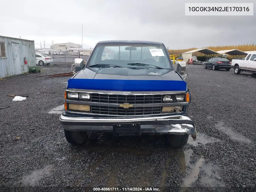 1988 Chevrolet Gmt-400 K3500 VIN: 1GCGK34N2JE170316 Lot: 40861711