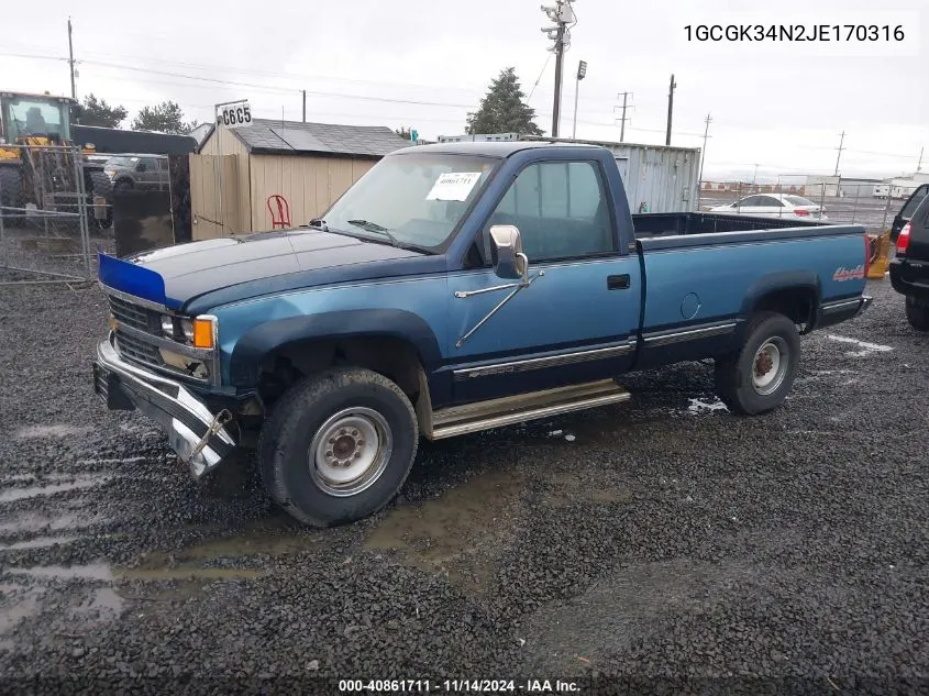 1988 Chevrolet Gmt-400 K3500 VIN: 1GCGK34N2JE170316 Lot: 40861711