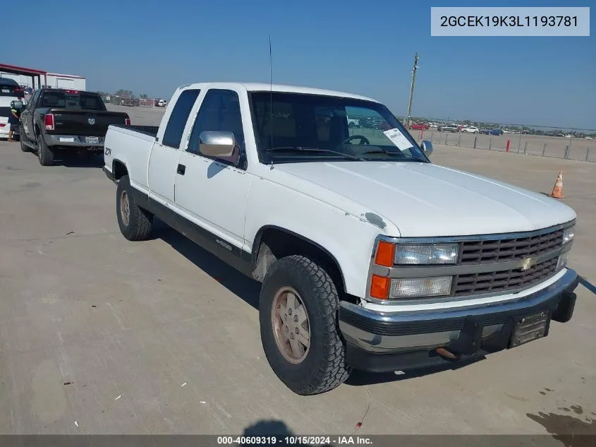 1990 Chevrolet Gmt-400 K1500 VIN: 2GCEK19K3L1193781 Lot: 40609319