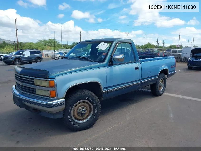 1992 Chevrolet Gmt-400 K1500 VIN: 1GCEK14K8NE141880 Lot: 40358780