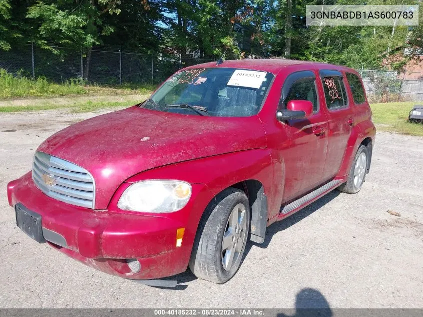 2010 Chevrolet Hhr Lt VIN: 3GNBABDB1AS600783 Lot: 40185232