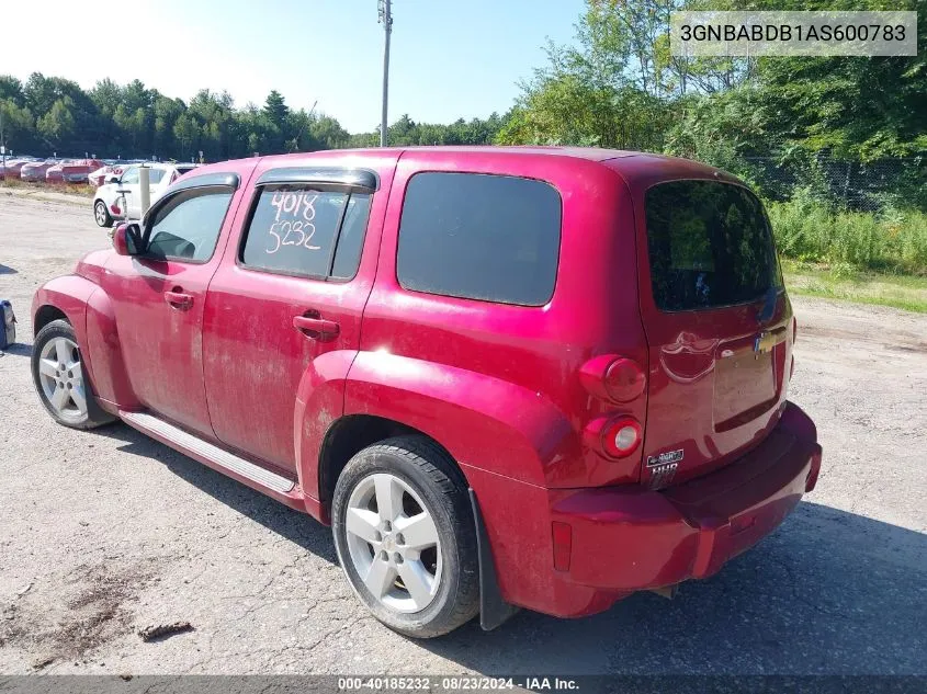 2010 Chevrolet Hhr Lt VIN: 3GNBABDB1AS600783 Lot: 40185232