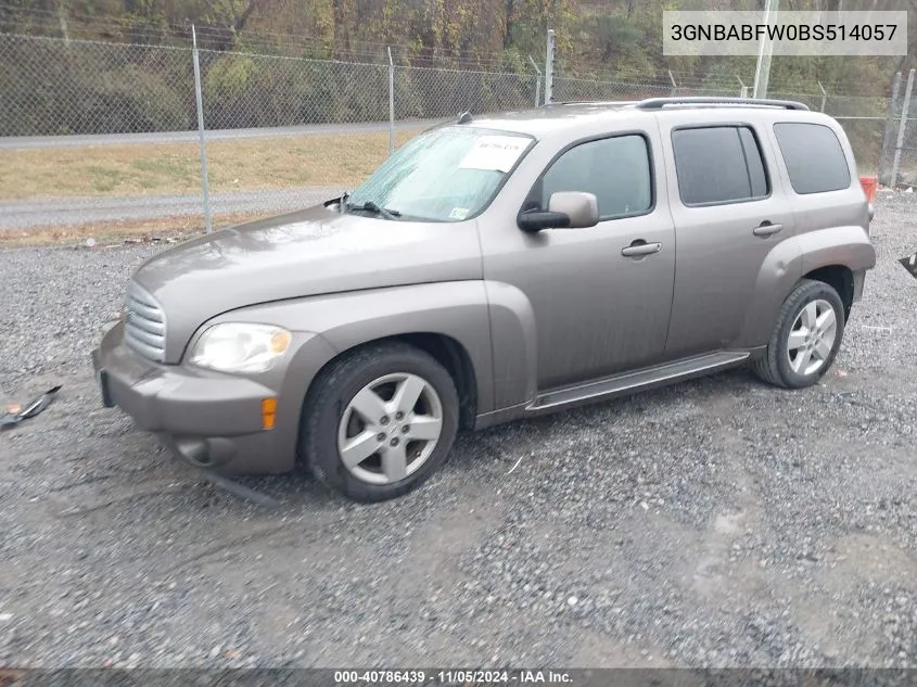 2011 Chevrolet Hhr Lt VIN: 3GNBABFW0BS514057 Lot: 40786439