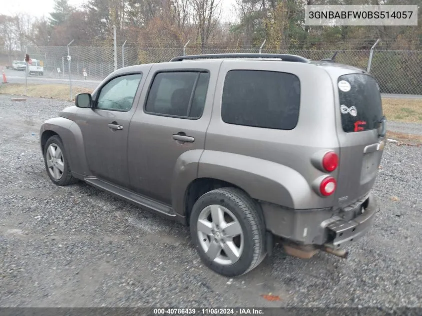 2011 Chevrolet Hhr Lt VIN: 3GNBABFW0BS514057 Lot: 40786439