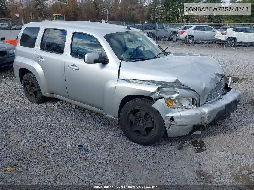 2011 Chevrolet Hhr Lt VIN: 3GNBABFW7BS648743 Lot: 40807705