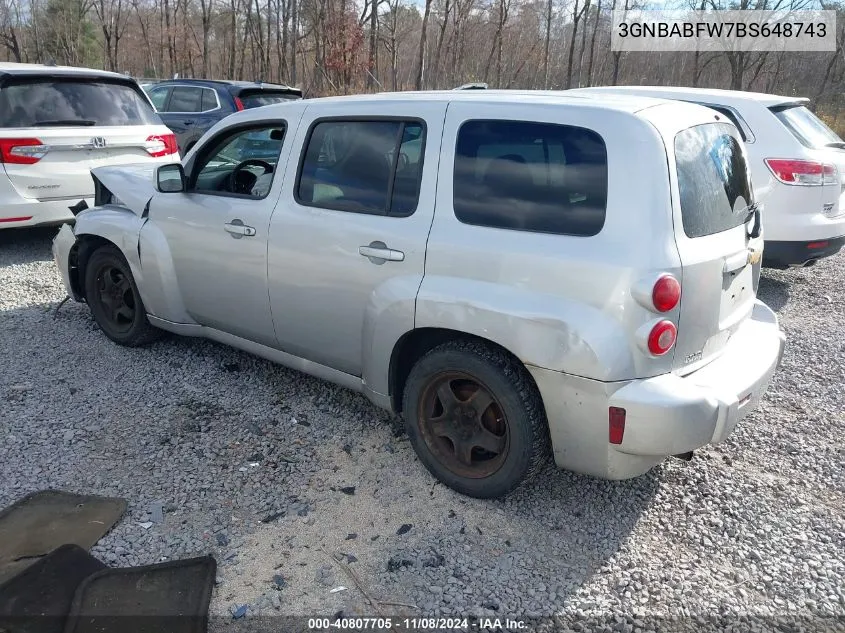 2011 Chevrolet Hhr Lt VIN: 3GNBABFW7BS648743 Lot: 40807705