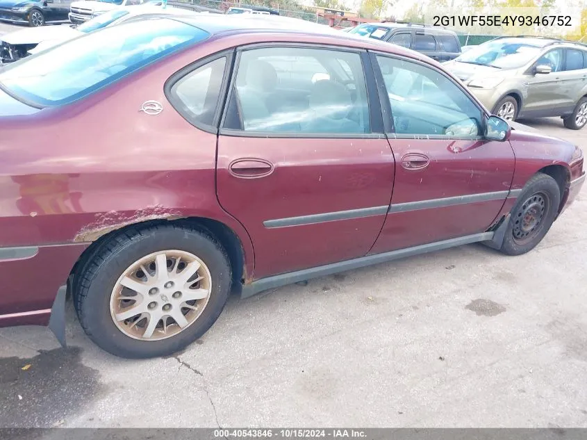 2000 Chevrolet Impala VIN: 2G1WF55E4Y9346752 Lot: 40543846