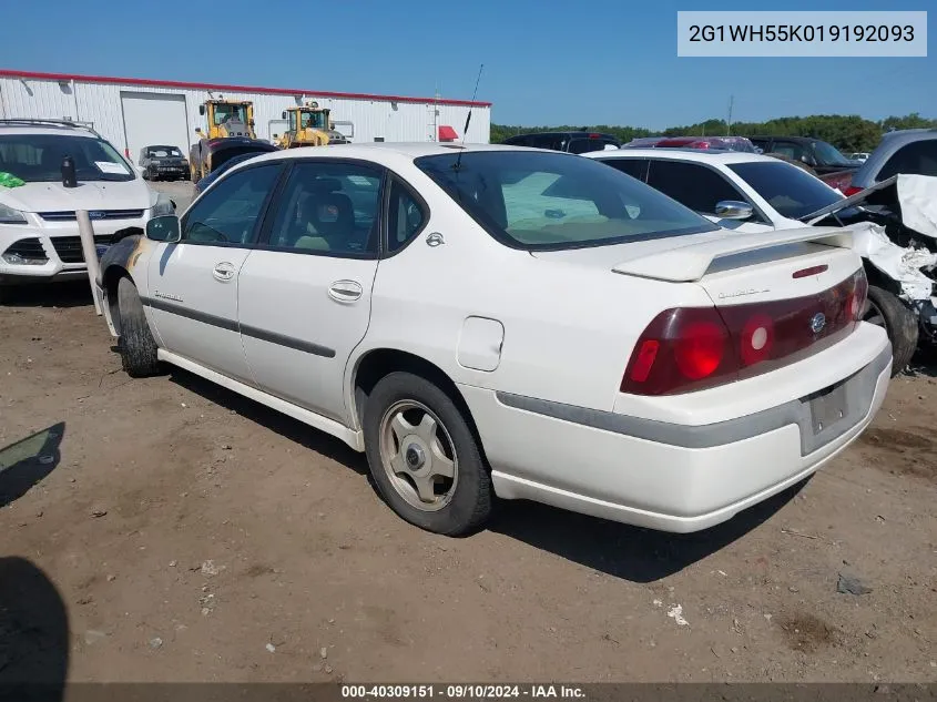 2G1WH55K019192093 2001 Chevrolet Impala Ls