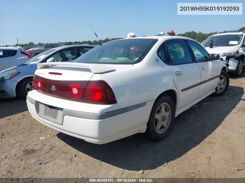 2001 Chevrolet Impala Ls VIN: 2G1WH55K019192093 Lot: 40309151