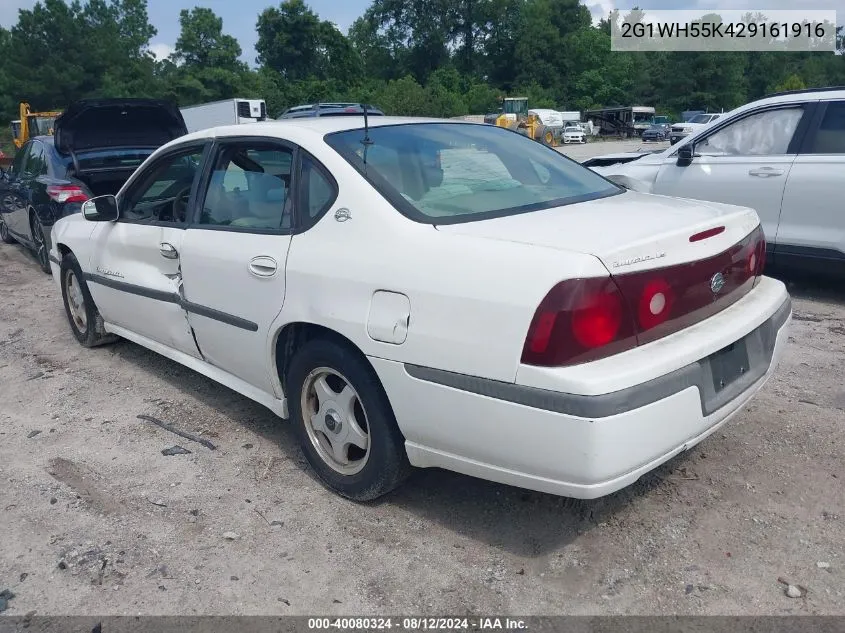 2002 Chevrolet Impala Ls VIN: 2G1WH55K429161916 Lot: 40080324