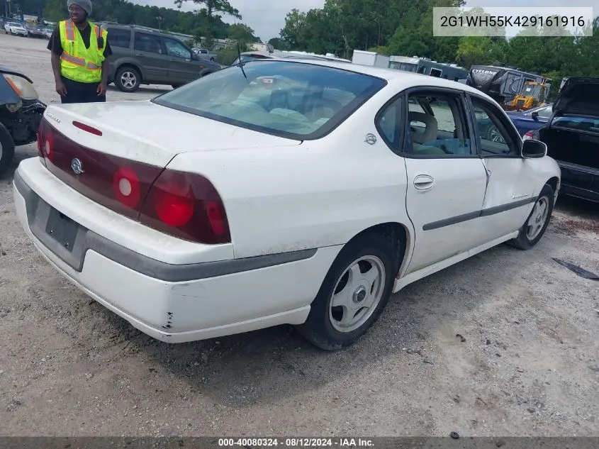 2002 Chevrolet Impala Ls VIN: 2G1WH55K429161916 Lot: 40080324