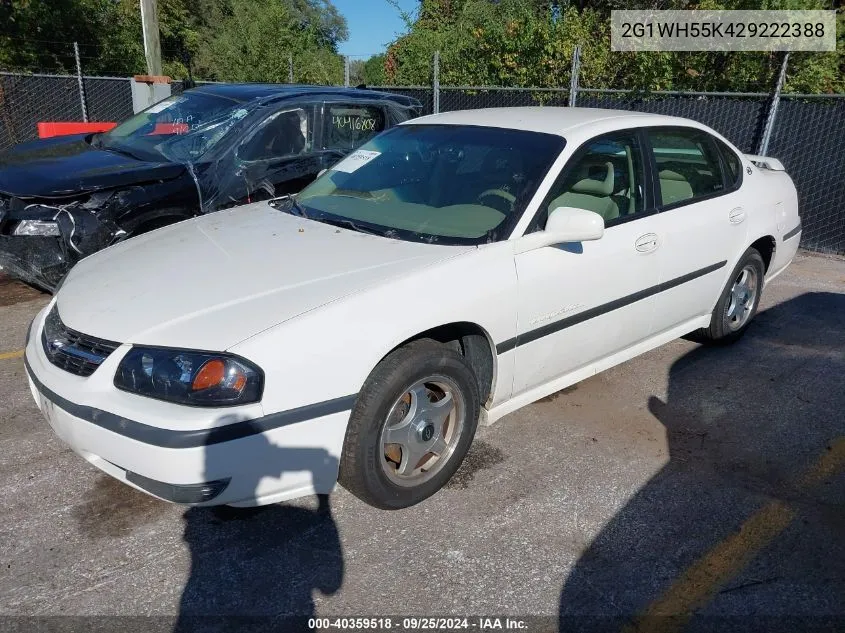 2002 Chevrolet Impala Ls VIN: 2G1WH55K429222388 Lot: 40359518