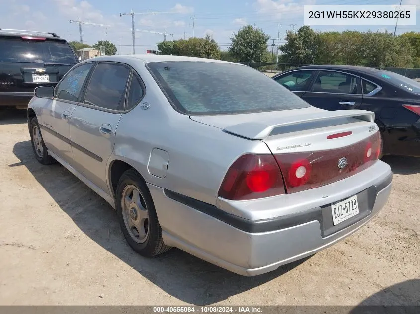 2002 Chevrolet Impala Ls VIN: 2G1WH55KX29380265 Lot: 40555084