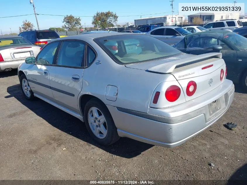 2002 Chevrolet Impala Ls VIN: 2G1WH55K029351339 Lot: 40835575