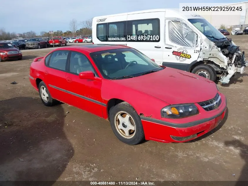 2002 Chevrolet Impala Ls VIN: 2G1WH55K229259245 Lot: 40851480