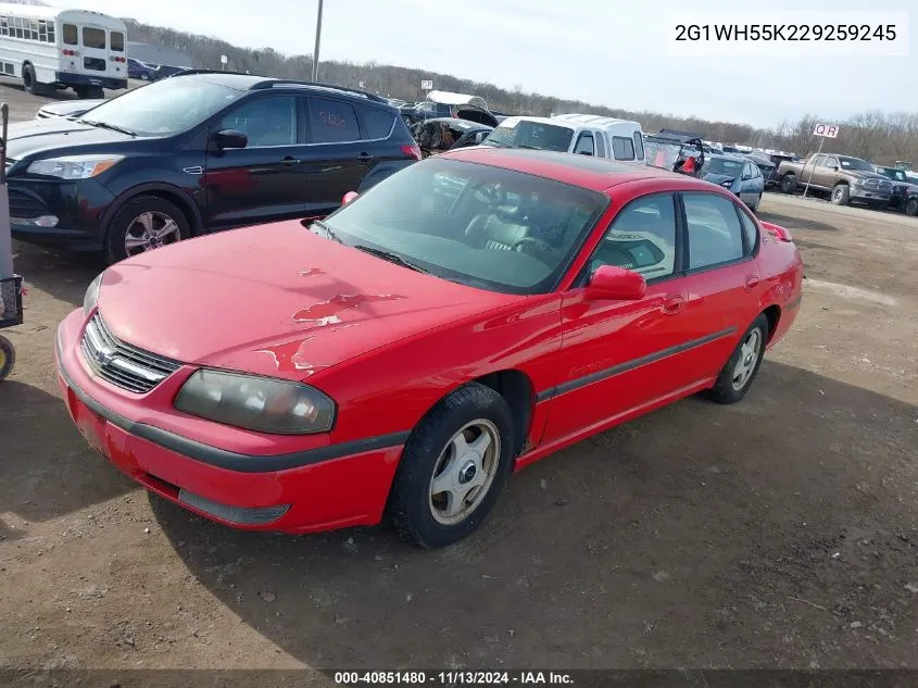 2002 Chevrolet Impala Ls VIN: 2G1WH55K229259245 Lot: 40851480